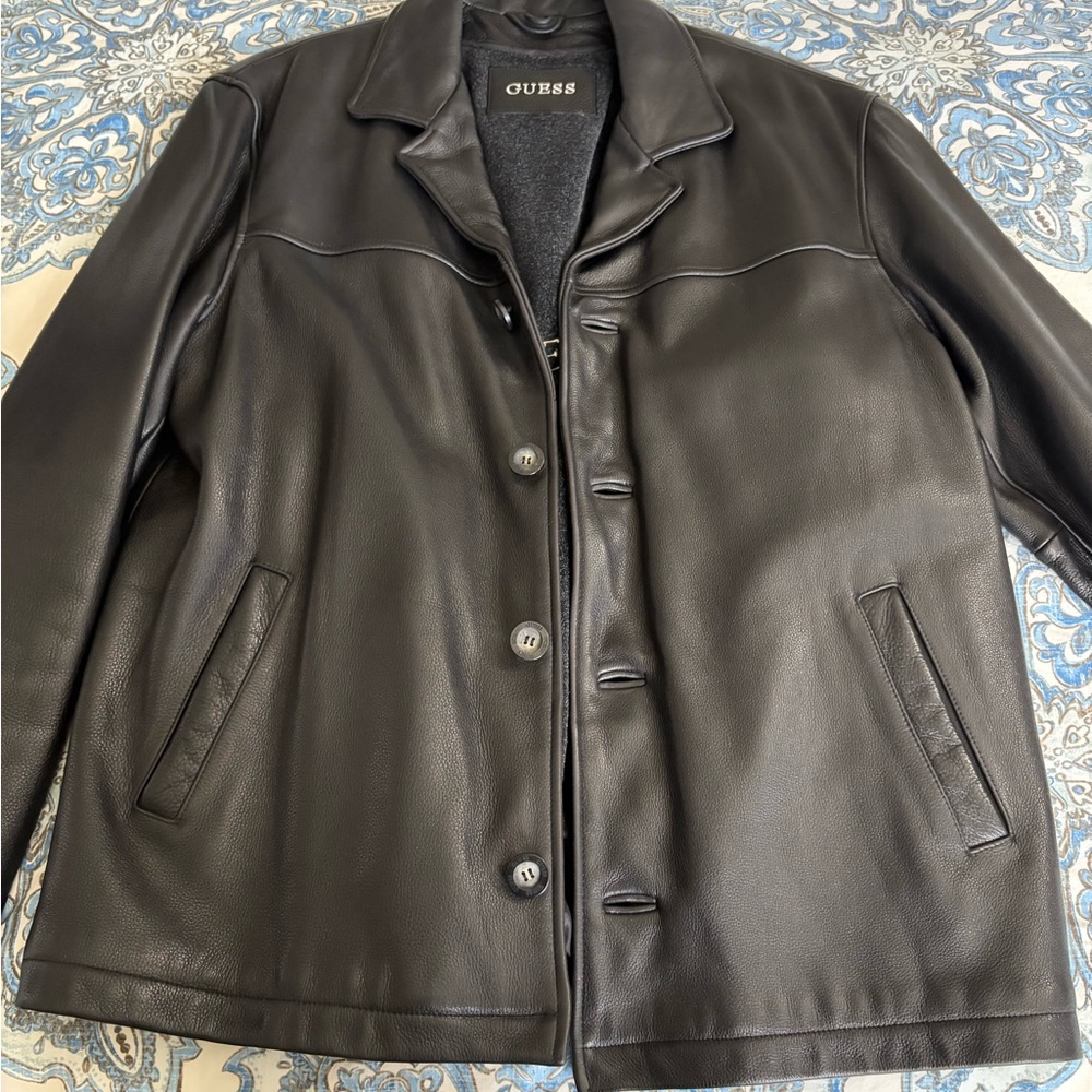 Guess Black Leather Jacket